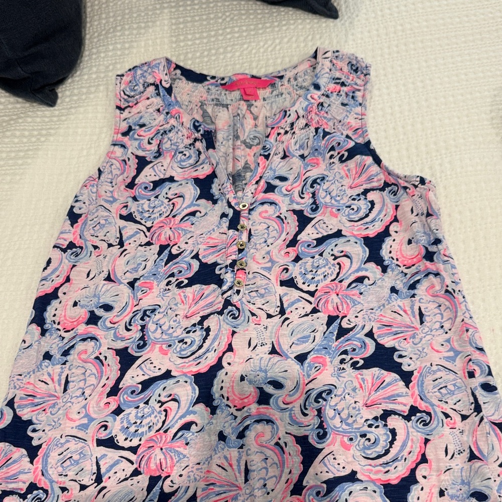 Lilly Pulitzer Pink and Blue Paisley Tank Top